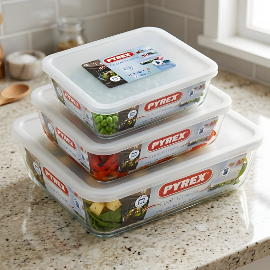 Pyrex Glass Food Storage Container Set 3 Pcs